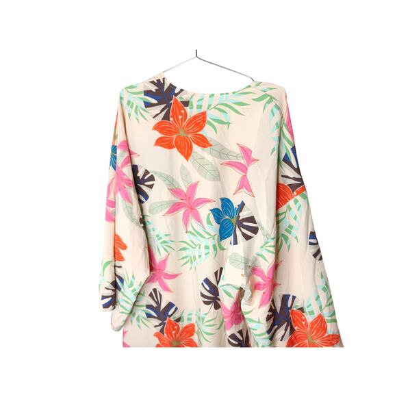 Easel 1X Kimono Duster Longline Floral Print Open Front Lightweight Cover - Picture 5 of 12